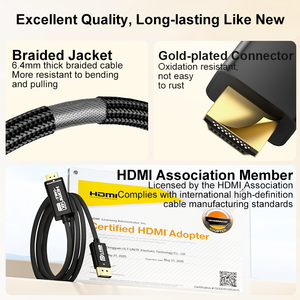 Câble <span class=keywords><strong>DisplayPort</strong></span> <span class=keywords><strong>vers</strong></span> <span class=keywords><strong>HDMI</strong></span> ULT-unite unidirectionnel 4K 120Hz 1m 2m 3m pour ordinateur de bureau <span class=keywords><strong>vers</strong></span> moniteur (mode extension/écransion) - Product Image 4