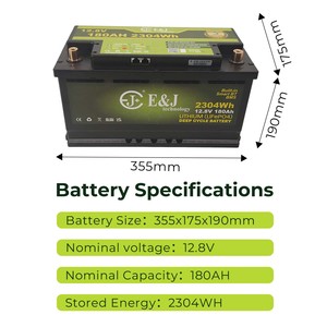 Batería Lifepo4 Grupo 49 H8 12V 180Ah, de Litio para RV y Embarcaciones - Product Image 6