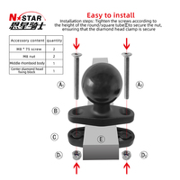 Support de tablette PC Nstar 2,25 pouces avec tête sphérique métallique, base de fixation pour chariot élévateur, poteau carré réglable, noir, pour ordinateur et données