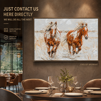Peinture artisanale en impasto épais, bas-relief de cheval brun en gros plan, grande œuvre murale pour salle de réunion d'hôtel, personnalisable en gros