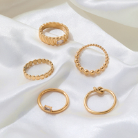 Joolim ювелирные изделия из нержавеющей стали оптом 18K позолоченные круассаны циркониевые кольца для женщин эффектные кольца