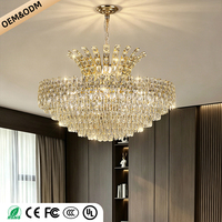 Lustres en cristal de luxe, lustre suspendu haut de gamme, éclairage de salon de villa, lustre de salle à manger, lampe suspendue au plafond