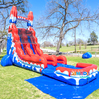 Toboggan aquatique géant gonflable de 20 pieds rouge et blanc, modèle Cool Popsicle Slide, en PVC de 0,55 mm, pour location commerciale et événements, garantie 2 ans, protection UV