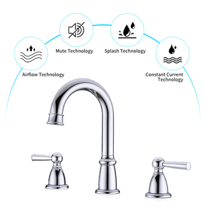 Robinet de lavabo en laiton chromé à double levier, 3 trous, finition nickel PVD, vente en gros - Product Image 2