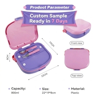 Boîte à lunch bento pour enfants de 44 oz (5,5 tasses) avec 4 compartiments, logo personnalisé, anti-fuite, écologique, micro-ondable, pour la rentrée scolaire, vente en gros
