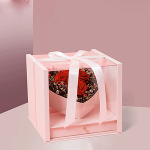 Confezione regalo personalizzata di lusso per san valentino <span class=keywords><strong>mamma</strong></span> <span class=keywords><strong>rosa</strong></span> scatole di fiori rosse <span class=keywords><strong>rosa</strong></span> scatola di fiori in plastica scatola di rose con finestra - Product Image 6
