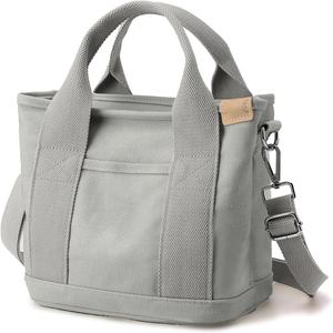 カスタムロゴ付きマルチポケットキャンバスハンドバッグキャンバストートショッピングバッグハンドバッグリサイクル可能な女性トートバッグキャンバスクロスボディバッグ - Product Image 2