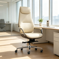 Chaise de bureau de direction en cuir de luxe à dossier haut, base en aluminium, pivotante, pour PDG et cadres
