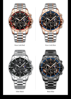 Reloj de Cuarzo para Hombre Poedagar, Marcadores Luminosos Fuertes, Reloj de Acero Inoxidable, Cronógrafo de Negocios para Hombre, Fase Lunar, Días, Brazalete 96