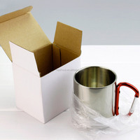 Topjlh Fabrikdirekt Blanko 300ml Edelstahl-Becher mit Karabiner-D-Ring-Clip, Großpackung für Sublimationsdruck