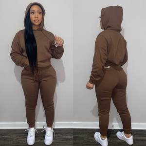 LOGO Custom Herbst 2024 Damen Kleidung Pullover Trainings anzug 2 Zweiteilige Hose Hoodie Set Jogger Sweat suit Jogging hose und Hoodie Set - Product Image 5