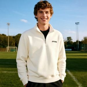 الأكثر مبيعًا سويت شيرت مريح بسحاب ربع ربع خفيف الوزن عصري جميع المناسبات بلوفر أبيض سويتشيرت للرجال بسحاب - Product Image 1