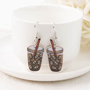 1 par de pendientes colgantes de Halloween acrílico café para mujer regalo de cumpleaños - Product Image 6