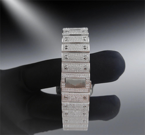 Reloj de Lujo para Hombre con Moissanita VVS de Alta Gama, Correa Cuadrada de Acero Inoxidable, Estilo Hip Hop, con Incrustaciones de Diamantes, para Pantalla Analógica - Product Image 4