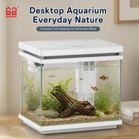 Aquarium Nano de Bureau SUNSUN en Plastique et Verre avec Filtration et Éclairage LED, Écologique et Durable pour Poissons Rouges et Bettas