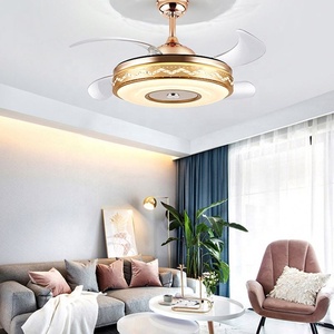 Đèn LED Công Tắc Âm Thanh Từ Xa Châu Âu Có Thể Phát Nhạc Đèn Trần Quạt Vô Hình Đèn Chùm Lưỡi 42 Inch Đèn Thiết Kế - Product Image 4