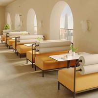 Meubles commerciaux de luxe, canapé moderne pour hôtel, café, restaurant, canapé en cuir jaune, table et chaise de restaurant