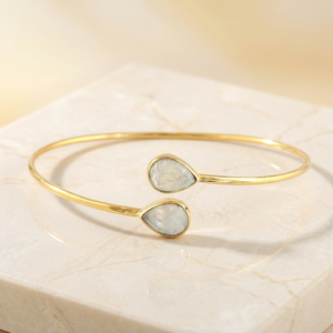 Handmade Pear Cut Natural Moonstone <b>Bracelet</b> 18k Gold Plated Brass Fashion Jewelry Adjustable Bangle <b>Bracelet</b> For Women - Product Image 2