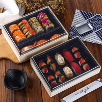 Platos de Madera Desechables Ecológicos Personalizados para Sushi, Envases de Comida para Llevar con Tapa Transparente para Azúcar