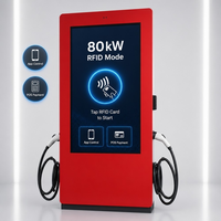 Estación de Carga Rápida de CC de 80kW con Pantalla Publicitaria de 55 Pulgadas, IP55, Resistente al Agua para Exteriores, para Estacionamientos Comerciales y Sitios de Venta Minorista