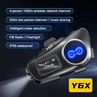 Casque de moto Y6X avec écouteurs 5.1, étanche IPX6, interphone pour motard, partage de musique sur 1000 mètres