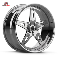 Jantes forgées chromées à 5 branches découpées, à déport profond, 5x112 5x120 5x127, 20/22/24 pouces pour F150 Silverado Ram Mustang Camaro