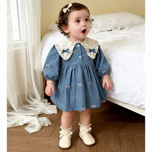 <span class=keywords><strong>Vestito</strong></span> da bambina primaverile 0-6 anni, abito da principessa con colletto a <span class=keywords><strong>farfalla</strong></span>, <span class=keywords><strong>vestito</strong></span> intero ricamato per bambina - Product Image 6