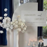 Dekorasi Lengkungan Pernikahan dengan Bunga Gantung dari Kain Sutra Buatan, Mutiara, dan Kapas Berwarna-warni, Rangkaian Mawar dan Hydrangea