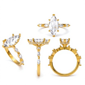 แหวนเพชรทรงมาร์คีส์เพาะเลี้ยงในห้องปฏิบัติการ รับรองโดย IGI ทองคำแท้ 14K แหวนหมั้นประดับเพชรทรงมาร์คีส์ด้านข้าง ขายส่ง - Product Image 4