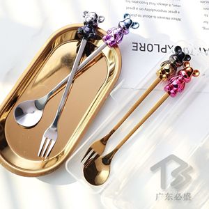 ชุดช้อน/ส้อมสแตนเลส 304 ลายการ์ตูนสีสันสดใส ลายหมี ชุดอาหารพกพาสำหรับเด็ก - Product Image 3