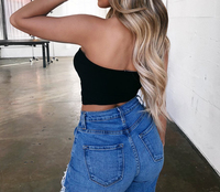 Venta caliente sin mangas de moda Color sólido Bodycon Sexy mujeres Tank Crop Tops
