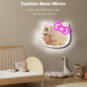 Popular Light Touch Mirror Home Interior Lights Irregular Decorative Mirrors Wall Modern Hello Kitty Led Neon Mirror