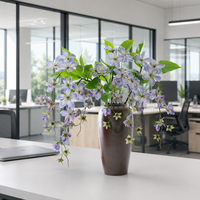Fleurs artificielles en latex de jasmin et de Malus Spectabilis violettes, modernes, faites à la main, de haute qualité, pour décoration de table de mariage et d'intérieur