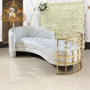 Muebles de boda de lujo de último diseño, marco dorado, sofá de boda