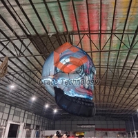 Ballon squelette crâne géant illuminé par LED Décoration gonflable suspendue surdimensionnée pour scènes de fête d'Halloween