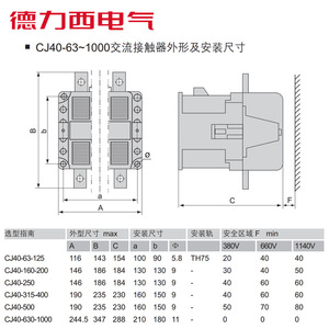 Contacteur AC industriel Delixi avec circuit principal 380V 220V 110V 48V, modèles CJ40-100A 160A 250A 400A 630A 1000A - Product Image 4