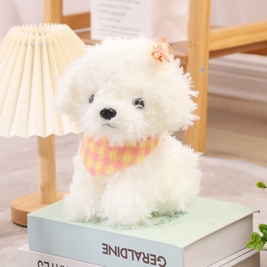 Peluche <span class=keywords><strong>de</strong></span> Perro Caniche Marrón Rizado Kawaii en Oferta, Juguete <span class=keywords><strong>de</strong></span> Peluche Suave y Esponjoso con Lazo y Bufanda a Cuadros, Decoración para Habitación, Regalo para Adolescentes - Product Image 3