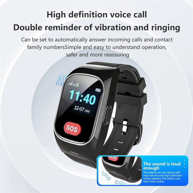 VA6 Elderly 4G Android Smartwatch Fall Detection Alarm SOS Call Video Call TCP Protocol Health Monitoring GPS WiFi Positioning
