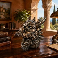 Sculpture de tête de dragon en bronze artisanale, technique de fusion à la cire perdue - Patine personnalisée et dimensions sur mesure, sculpture en bronze