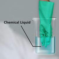 Gants industriels résistants aux produits chimiques de 13 pouces, 15 MIL, gants en nitrile verts, doublure floquée