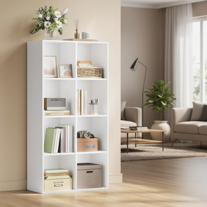 Bookcase, White Book <strong>Shelf</strong> 8 Storage Cubes <strong>Unit</strong>, Freestanding Bookcases for Living Room,Bedroom - Product Image 1