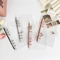 Classeur à Anneaux Transparent A5 A6 à 6 Trous, Chemise à Feuillets Mobiles Transparente en PVC pour Carnet, Journal et Classeur de Budget