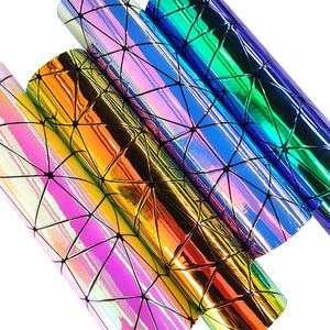 Tissu vinyle holographique géométrique en relief, effet miroir réfléchissant, thermosensible, haute qualité, pour la décoration de chaussures, sacs et loisirs créatifs - Product Image 3