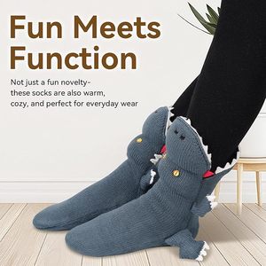 Chaussettes Dinosaures T-Rex Bleues pour Aventure Jurassique – Cadeau Unisexe Enfants et Adultes – Vente en Gros – Jouet en Peluche Tricoté Personnalisé – Direct Usine - Product Image 1