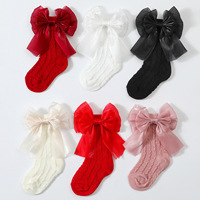 Ensemble chaussettes et bandeau pour bébé style princesse jacquard tricoté antidérapant pour enfants européens et américains, 0-18 mois, cadeau pour bébé