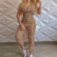 TF8H233 Combinaison Cargo Moulante d'Été en Gros, Combinaison Une Pièce Tendance à Multiples Poches pour Femme, Combinaison Courte Grande Taille