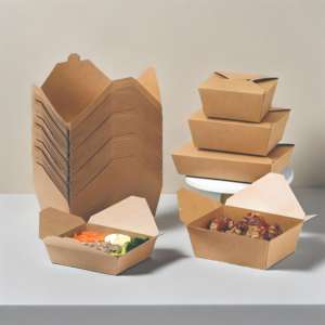 Boîte à emporter en papier kraft jetable, conteneur alimentaire en papier imprimé, emballage alimentaire à emporter - Product Image 6