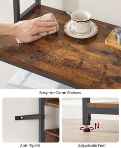 Support de boulanger brun rustique avec prise de courant <span class=keywords><strong>et</strong></span> étagère de cuisine réglable pour bar à café avec prises étagère pour micro-ondes - Product Image 5