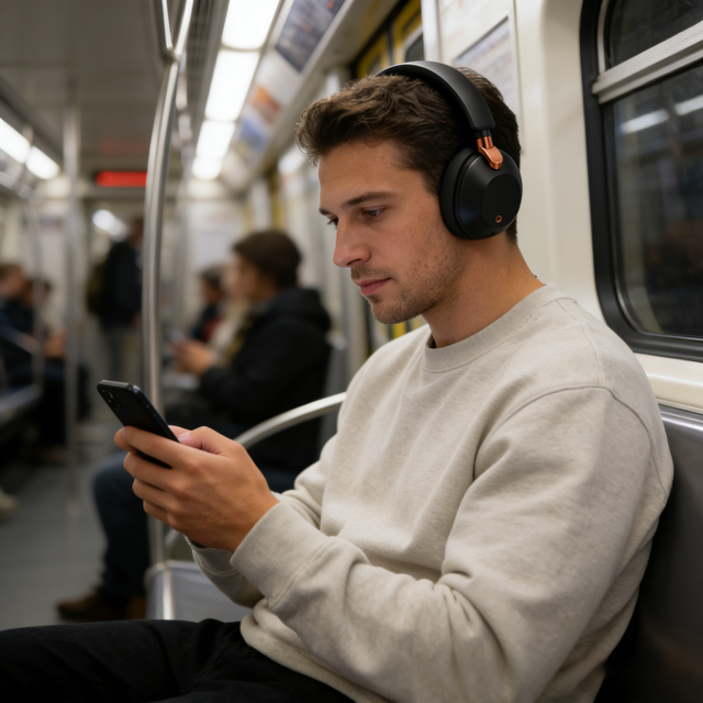 Active Noise Cancelling for Headphones On-Ear Transparency Mode Sports Wearing Comfort for Travel Commuting Music 30 Hours BN982