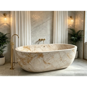 <span class=keywords><strong>Vasca</strong></span> <span class=keywords><strong>da</strong></span> <span class=keywords><strong>Bagno</strong></span> Moderna Freestanding in Pietra, Nuovo Design Elegante, Vasche in Marmo Beige per Casa e Hotel - Product Image 1